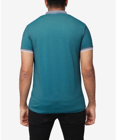 Men's Comfort Zip-Neck Tipped Polo Shirt Teal, Navy $22.00 Polo Shirts