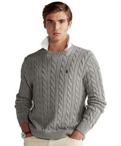 Men's Cable-Knit Cotton Sweater Fawn Grey Heather $74.00 Sweaters