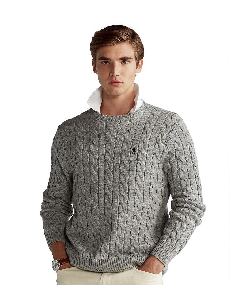 Men's Cable-Knit Cotton Sweater Fawn Grey Heather $74.00 Sweaters