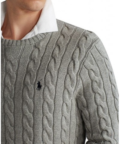 Men's Cable-Knit Cotton Sweater Fawn Grey Heather $74.00 Sweaters