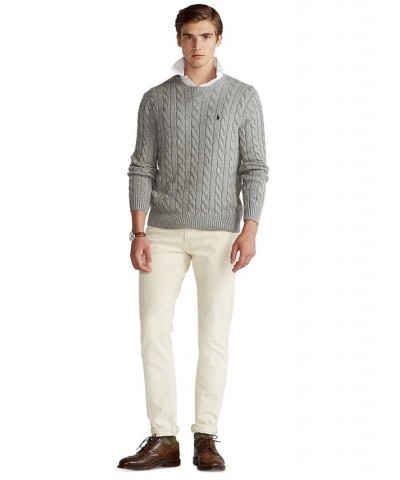 Men's Cable-Knit Cotton Sweater Fawn Grey Heather $74.00 Sweaters