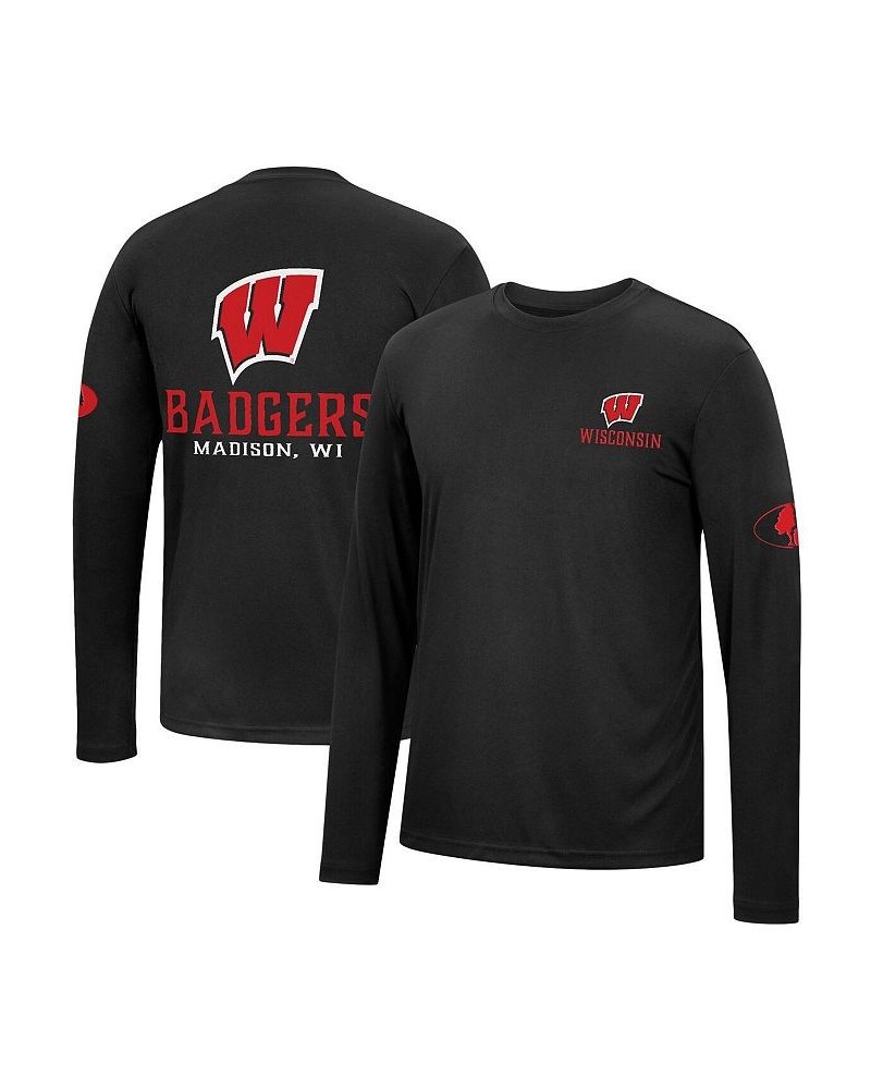 Men's Black Wisconsin Badgers Mossy Oak SPF 50 Performance Long Sleeve T-shirt $22.05 T-Shirts