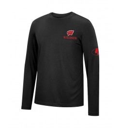 Men's Black Wisconsin Badgers Mossy Oak SPF 50 Performance Long Sleeve T-shirt $22.05 T-Shirts