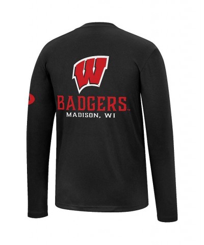 Men's Black Wisconsin Badgers Mossy Oak SPF 50 Performance Long Sleeve T-shirt $22.05 T-Shirts