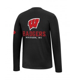 Men's Black Wisconsin Badgers Mossy Oak SPF 50 Performance Long Sleeve T-shirt $22.05 T-Shirts