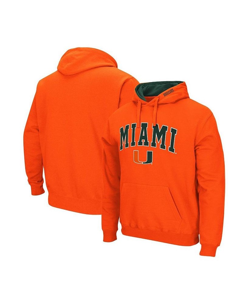 Men's Orange Miami Hurricanes Arch and Logo 3.0 Pullover Hoodie $34.19 Sweatshirt