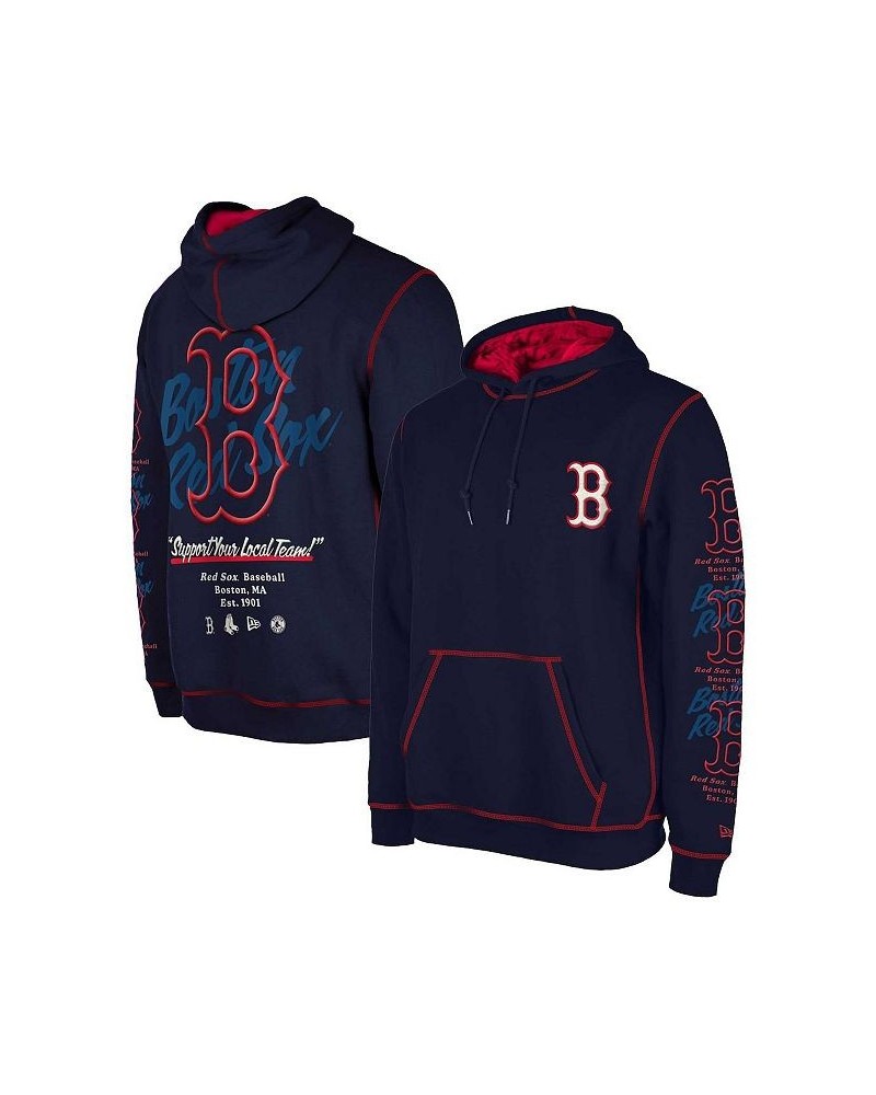 Men's Navy Boston Red Sox Team Split Pullover Hoodie $45.10 Sweatshirt