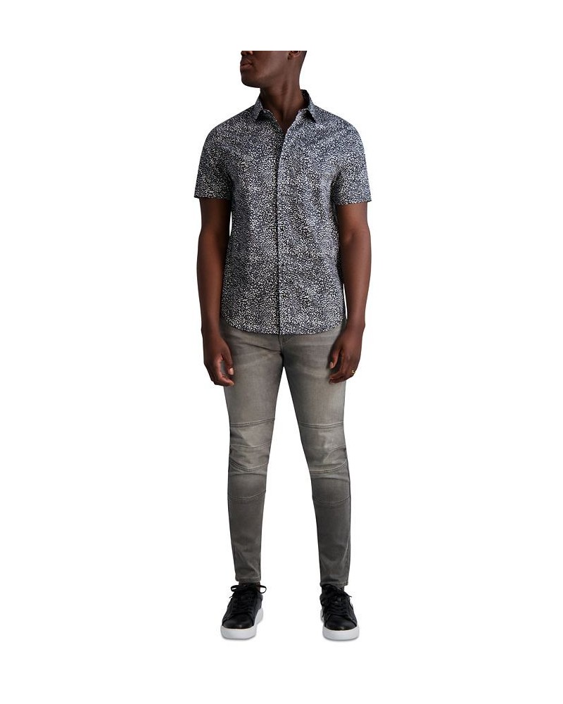 Men's Slim-Fit Allover Print Snap Shirt Black $65.33 Shirts