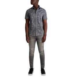 Men's Slim-Fit Allover Print Snap Shirt Black $65.33 Shirts