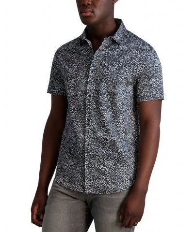 Men's Slim-Fit Allover Print Snap Shirt Black $65.33 Shirts