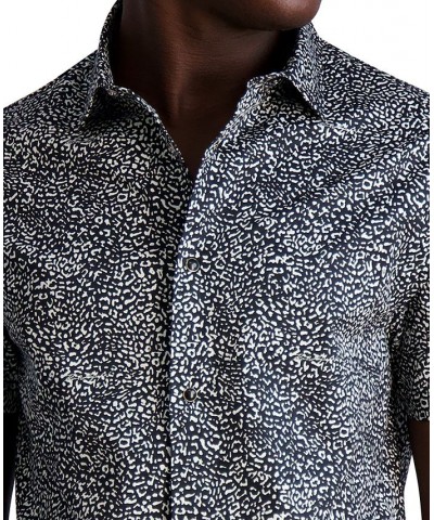 Men's Slim-Fit Allover Print Snap Shirt Black $65.33 Shirts