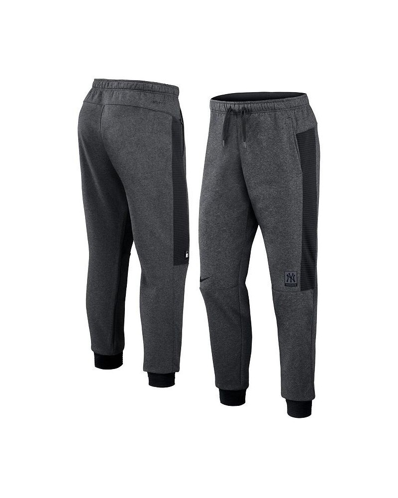 Men's Heathered Gray, Black New York Yankees Authentic Collection Flux Performance Jogger Pants $32.00 Pants