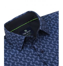 Men's Slim Fit Performance Long Sleeve Printed Dress Shirt PD07 $21.60 Dress Shirts