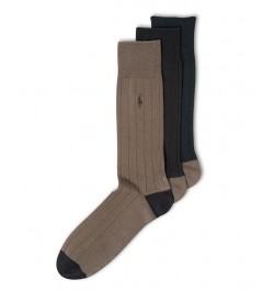 Men's Socks, Soft Touch Ribbed Heel Toe 3 Pack Brown $13.60 Socks