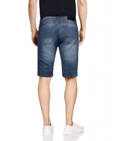 Men's Distressed Moto Denim Shorts Blue $30.60 Shorts