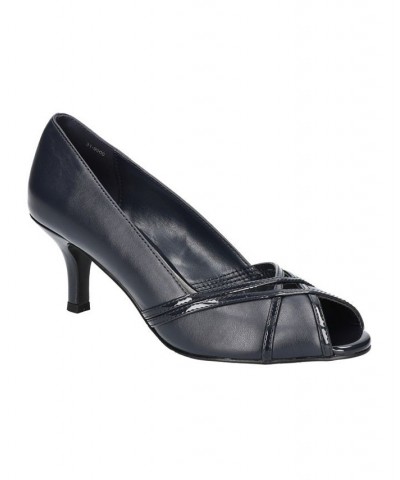 Women's Celeste Peep Toe Pumps Blue $39.00 Shoes