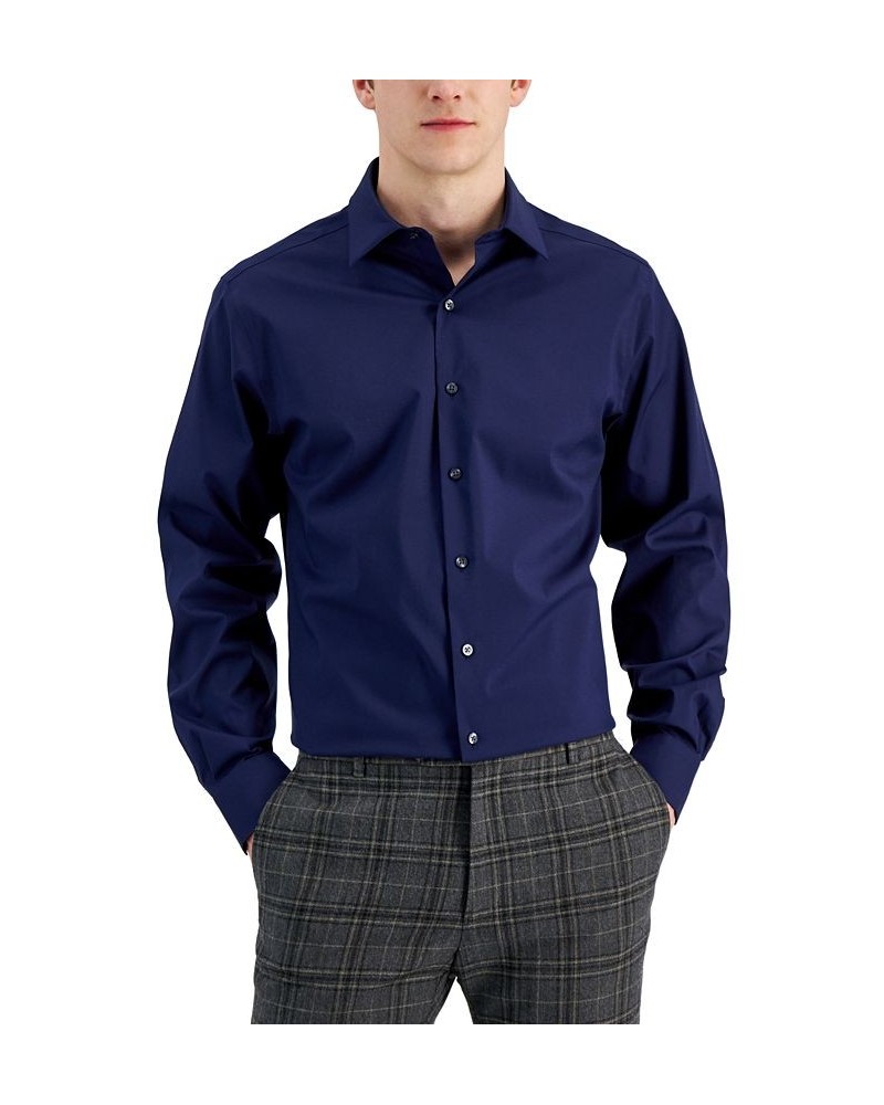 Men's Slim Fit 2-Way Stretch Stain Resistant Dress Shirt Blue Notte $22.80 Dress Shirts