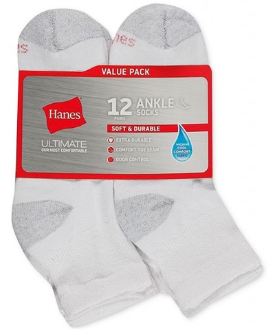 Men's 12-Pk. Ultimate Ankle Socks White $12.41 Socks