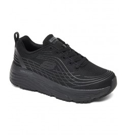 Women's Relaxed Fit Max Cushioning Elite Slip-Resistant Work Sneakers Black $40.00 Shoes