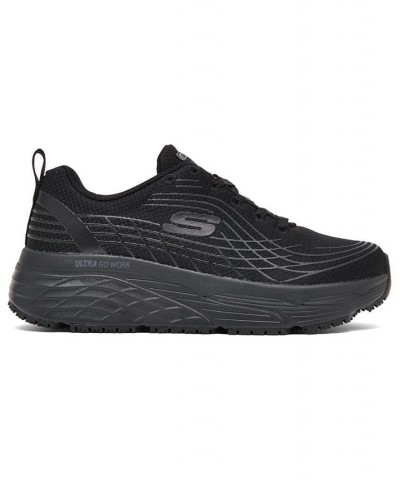 Women's Relaxed Fit Max Cushioning Elite Slip-Resistant Work Sneakers Black $40.00 Shoes