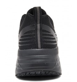 Women's Relaxed Fit Max Cushioning Elite Slip-Resistant Work Sneakers Black $40.00 Shoes