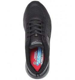 Women's Relaxed Fit Max Cushioning Elite Slip-Resistant Work Sneakers Black $40.00 Shoes