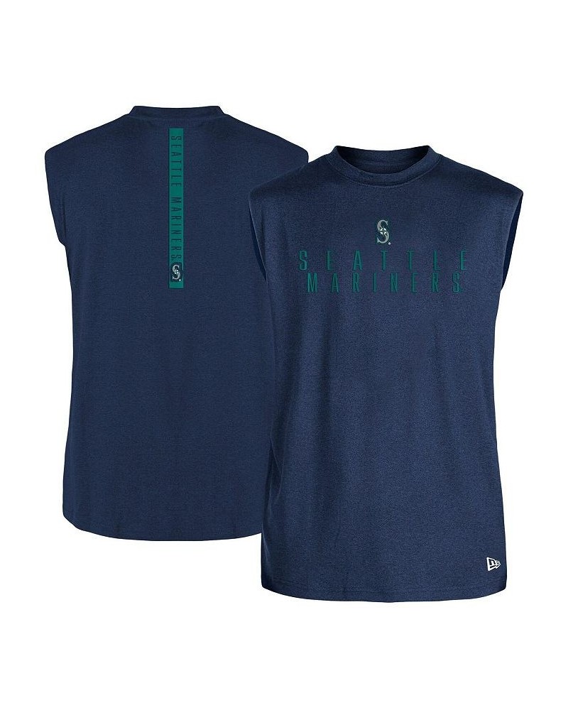 Men's Navy Seattle Mariners Team Muscle Tank Top $23.52 T-Shirts