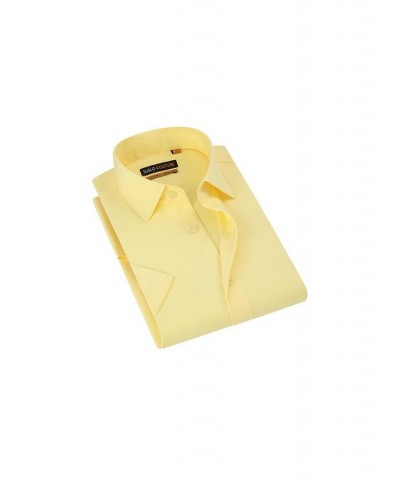 Men's Slim Fit Performance Short Sleeves Solid Button Down Shirt PD10 $18.14 Dress Shirts