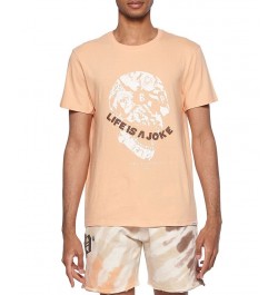 ELEVEN PARIS Men's Life Is A Joke Skull Graphic T-Shirt Orange $13.48 T-Shirts