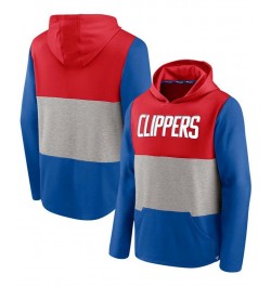 Men's Red and Royal LA Clippers Linear Logo Comfy Colorblock Tri-Blend Pullover Hoodie $27.28 Sweatshirt