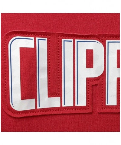 Men's Red and Royal LA Clippers Linear Logo Comfy Colorblock Tri-Blend Pullover Hoodie $27.28 Sweatshirt