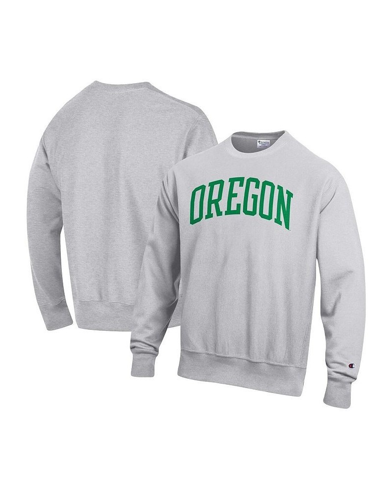 Men's Heathered Gray Oregon Ducks Arch Reverse Weave Pullover Sweatshirt $38.25 Sweatshirt