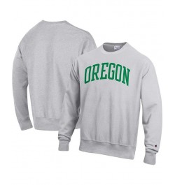 Men's Heathered Gray Oregon Ducks Arch Reverse Weave Pullover Sweatshirt $38.25 Sweatshirt