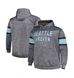 Men's Heather Charcoal Seattle Kraken Big and Tall Stripe Pullover Hoodie $40.79 Sweatshirt