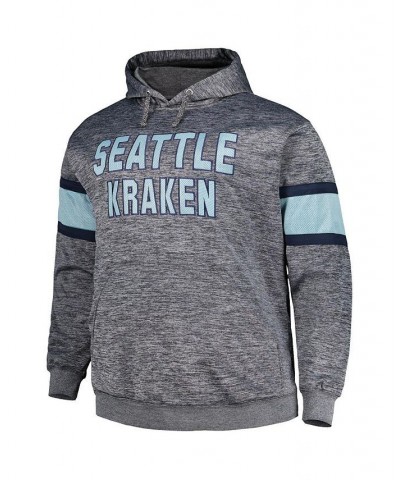 Men's Heather Charcoal Seattle Kraken Big and Tall Stripe Pullover Hoodie $40.79 Sweatshirt