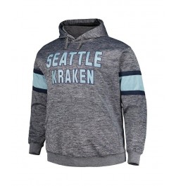 Men's Heather Charcoal Seattle Kraken Big and Tall Stripe Pullover Hoodie $40.79 Sweatshirt