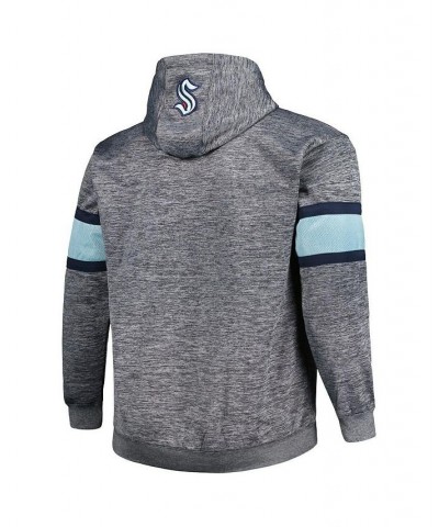 Men's Heather Charcoal Seattle Kraken Big and Tall Stripe Pullover Hoodie $40.79 Sweatshirt