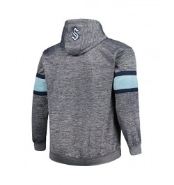 Men's Heather Charcoal Seattle Kraken Big and Tall Stripe Pullover Hoodie $40.79 Sweatshirt