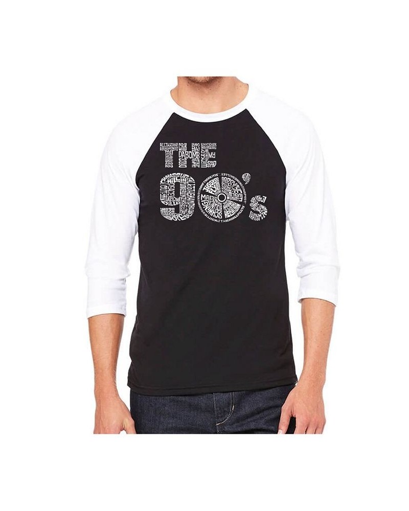 90's Men's Raglan Word Art T-shirt Black $21.60 T-Shirts