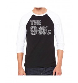 90's Men's Raglan Word Art T-shirt Black $21.60 T-Shirts