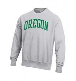 Men's Heathered Gray Oregon Ducks Arch Reverse Weave Pullover Sweatshirt $38.25 Sweatshirt