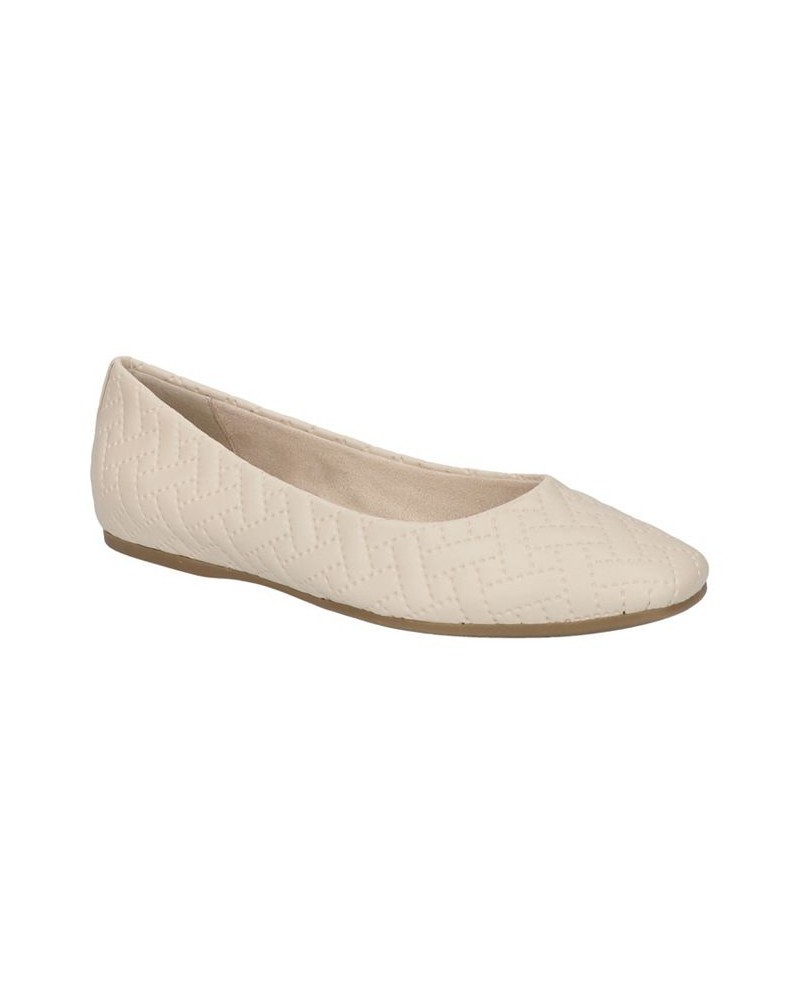 Women's Mazi Square Toe Flats Ivory/Cream $35.70 Shoes