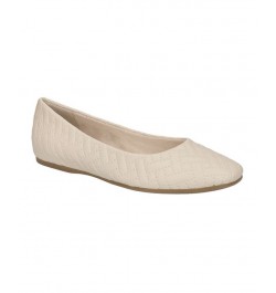 Women's Mazi Square Toe Flats Ivory/Cream $35.70 Shoes