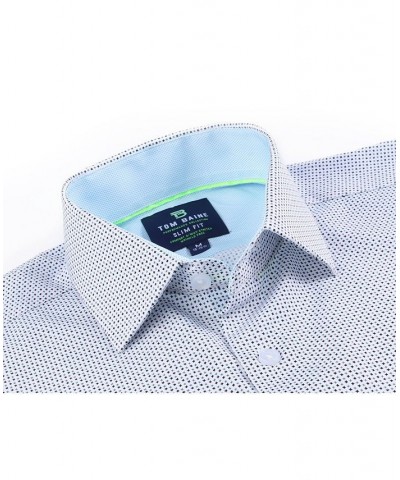 Men's Slim Fit Performance Long Sleeve Geometric Dress Shirt White & Black Dots $18.45 Dress Shirts