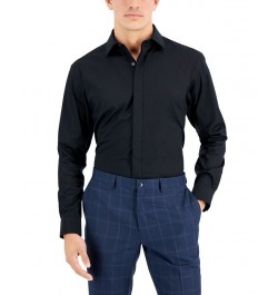 Men's Regular Fit 2-Way Stretch Formal Convertible-Cuff Dress Shirt Black $20.83 Dress Shirts