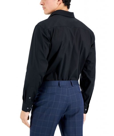 Men's Regular Fit 2-Way Stretch Formal Convertible-Cuff Dress Shirt Black $20.83 Dress Shirts