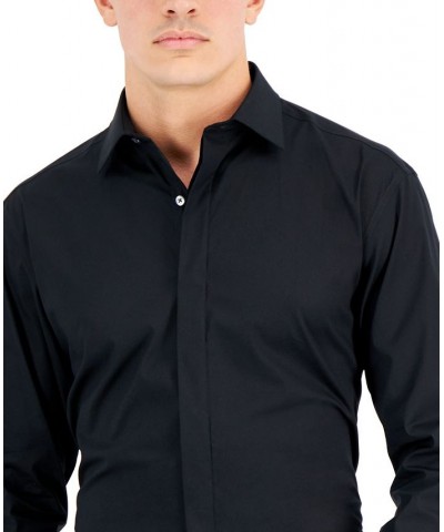 Men's Regular Fit 2-Way Stretch Formal Convertible-Cuff Dress Shirt Black $20.83 Dress Shirts