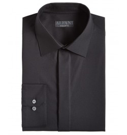 Men's Regular Fit 2-Way Stretch Formal Convertible-Cuff Dress Shirt Black $20.83 Dress Shirts