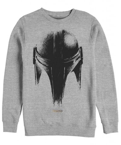 Men's Star Wars Mandalorian Sketch Helm Crew Fleece Pullover T-shirt Gray $26.38 T-Shirts