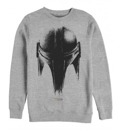 Men's Star Wars Mandalorian Sketch Helm Crew Fleece Pullover T-shirt Gray $26.38 T-Shirts